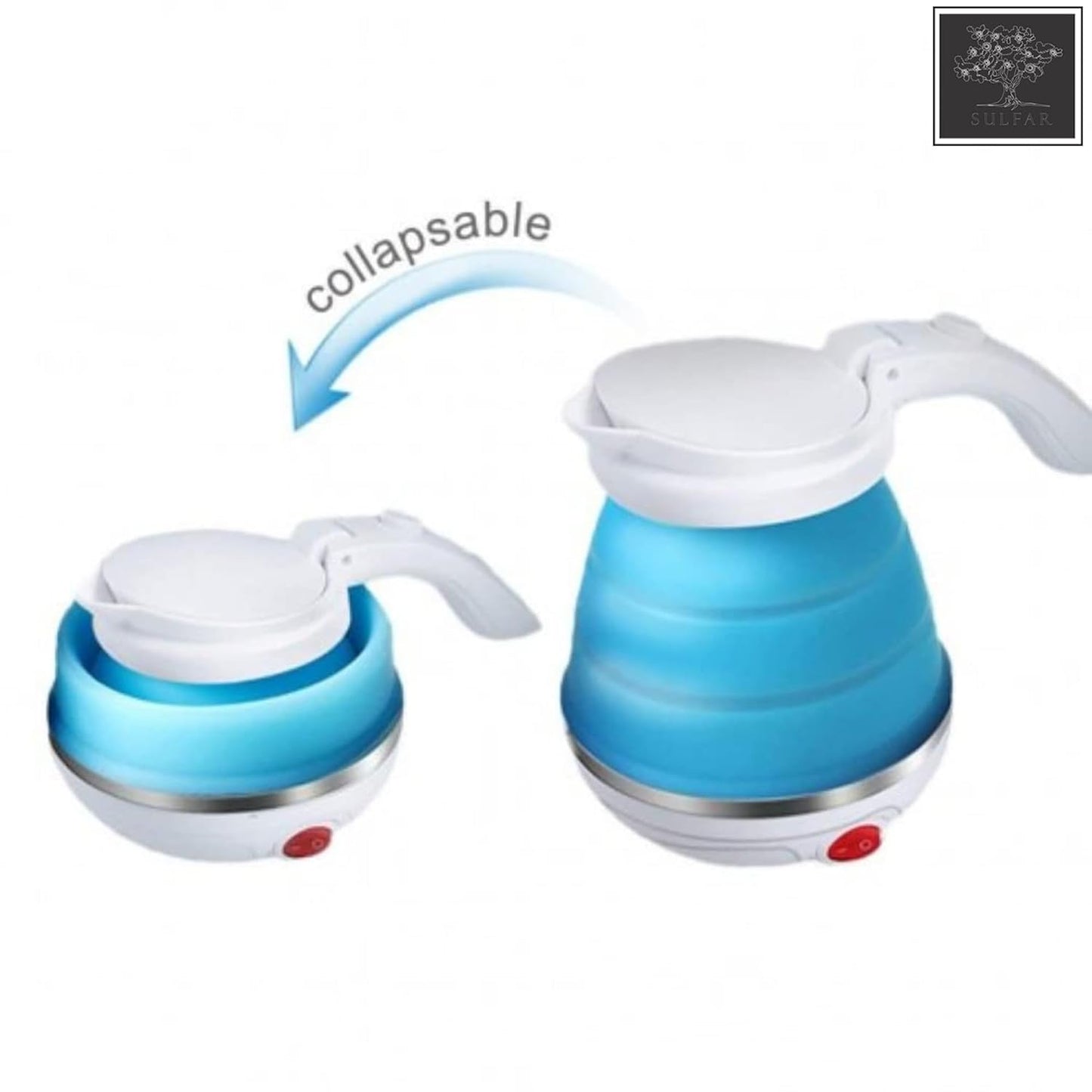 Travel Foldable Fast Boiling Portable Electric Kettle - Silicone Food Grade Boil Dry Protection 220V -600ML for Most Travel and Home & Office Use