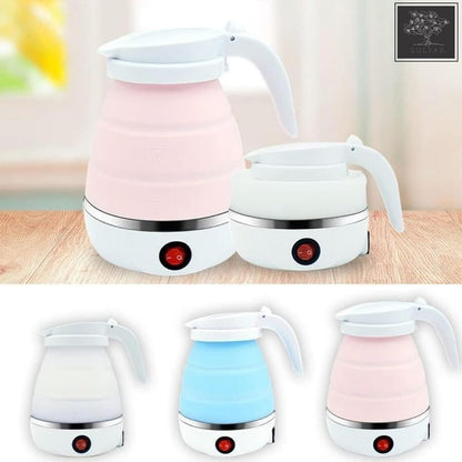 Travel Foldable Fast Boiling Portable Electric Kettle - Silicone Food Grade Boil Dry Protection 220V -600ML for Most Travel and Home & Office Use